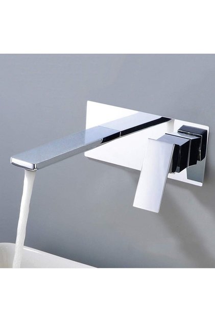 Basin Faucet Chrome coclour Single Lever Hot Cold Conceal Type Wall mounted Two hole sink tap