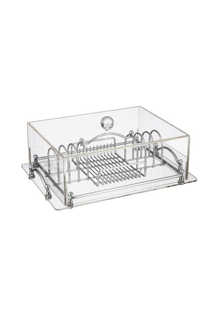 Chrome-plated cutlery holder made of stainless steel with a solid base.