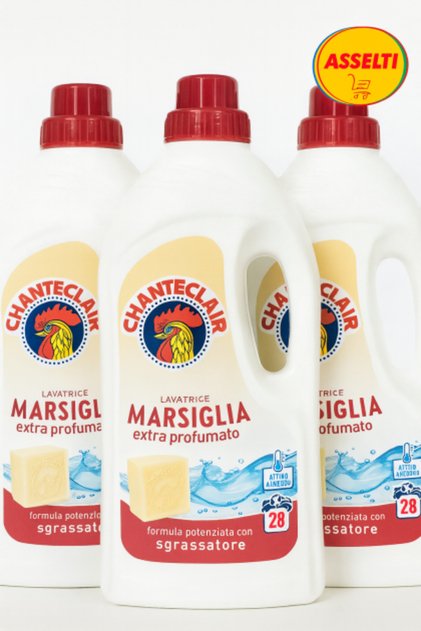 Set ASSELTI® (Origine Italia) – 3 x Lavatrice Marsiglia Extra Profumato, 28 de spălări