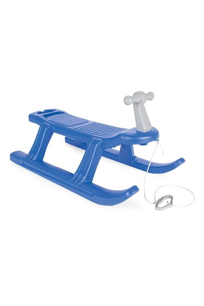 Sanie copii cu suport frontal Snow Monster Blue,sezut ergonomic,sfoara cu maner inclusa