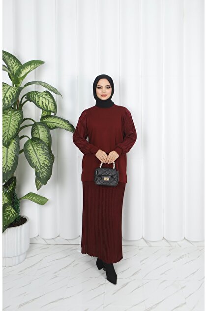 Silvery Mercerized Skirt Suit