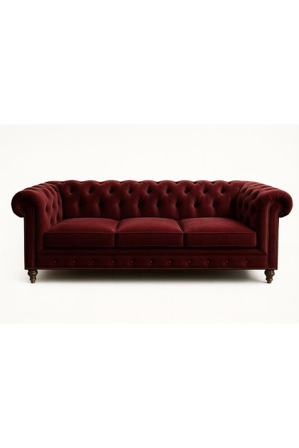 The Noble Run Burgundy Üçlü Chester Bordo Koltuk