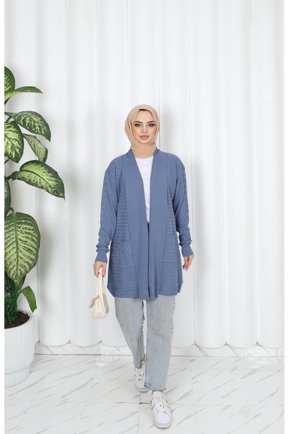 Wave Patterned Knitwear Cardigan