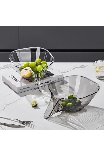 Set 2 Cosuri de scurgere pentru utilizare în bucătărie din plastic, Mat, Negru, 23x18x10cm