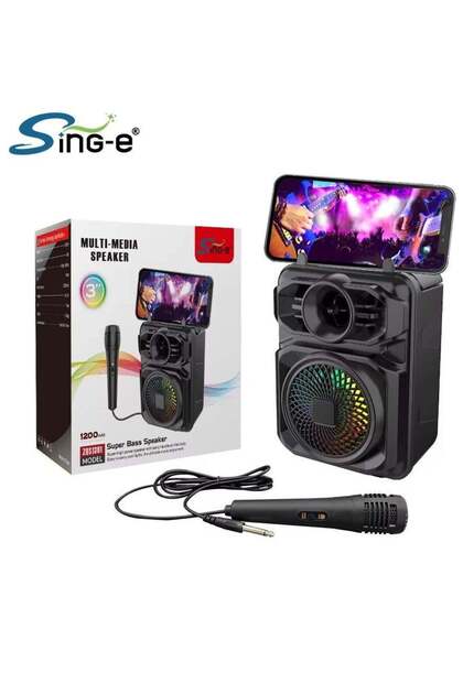 مكبر صوت محمول لاسلكي بتقنية البلوتوث من SING F LTD مزود بميكروفون وميزة الكاريوكي الصغيرة ZQS1361