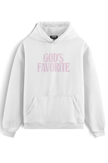 God's Favorite Stone Printed Oversize Hooded Sweatshirt with Fleece Inside Unisex