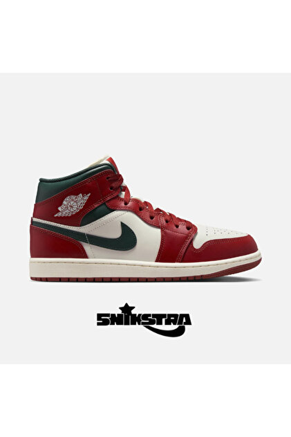 Nike Air Jordan 1 Mid SS25 Kırmızı Yeşil Erkek Spor Ayakkabı