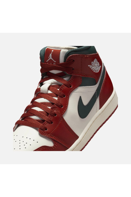 Nike Air Jordan 1 Mid SS25 Kırmızı Yeşil Erkek Spor Ayakkabı