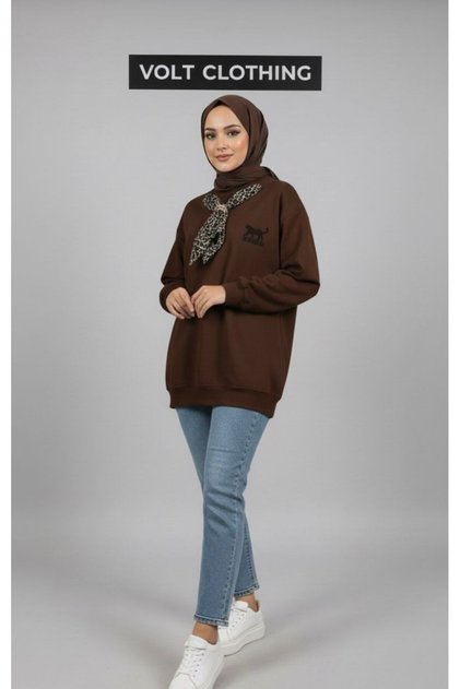 Önü Fular Detaylı Sweatshirt