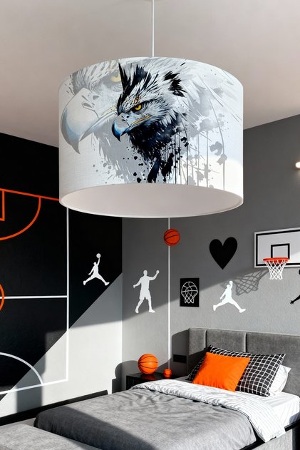 Siyah Beyaz Kartal Desenli Çocuk Odası Avize