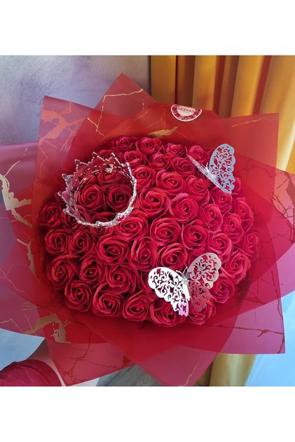 Buchet 55 trandafiri de sapun realizat manual
