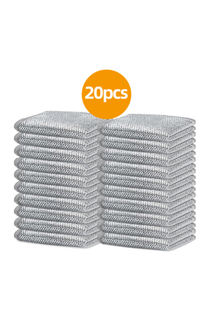 20pcs 10/20Pcs Non-Scratch Stainless Steel Scrubbing Cloths Reusable Quick-Dry Silvery Kitchen Clean