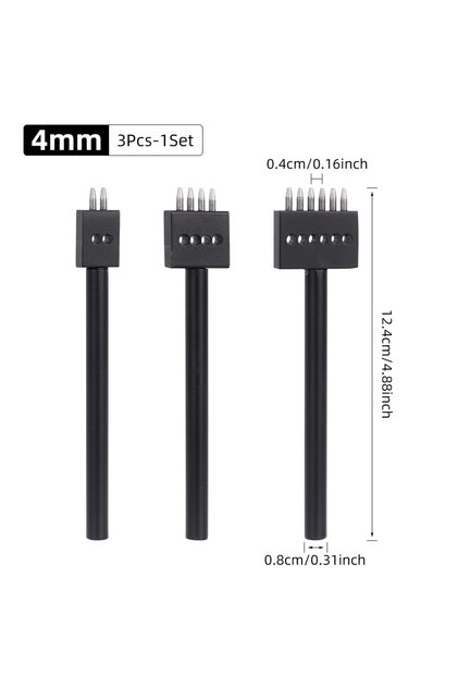 4MM-3PCS-1SET 2/4/6 Prongs Leather Hole Punching Tool, DIY Round Stitching Punch for Sewing, Carving