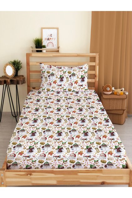 Christmas Patterned Single Digital Printed Fitted Sheet Set (Cotton) – 100X200Cm