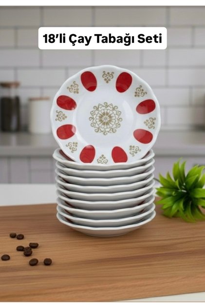 Melamine Unbreakable Red Coffee Tea Plate Set of 18