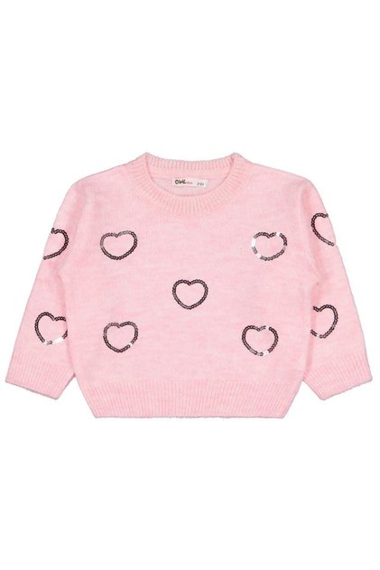 Sequin Heart Embroidered Sweater for Ages 2-5 - Pink 4-5 Years