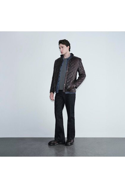 Men's Dark Brown Quilted Leather Jacket