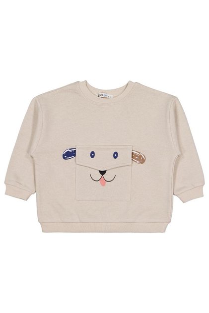Pocket Dog Embroidered 2-5 Years Old Sweatshirt - Beige 4-5 Years Old