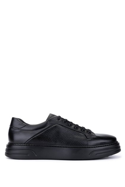 Men's Genuine Leather Black Sneakers & Sports Shoes