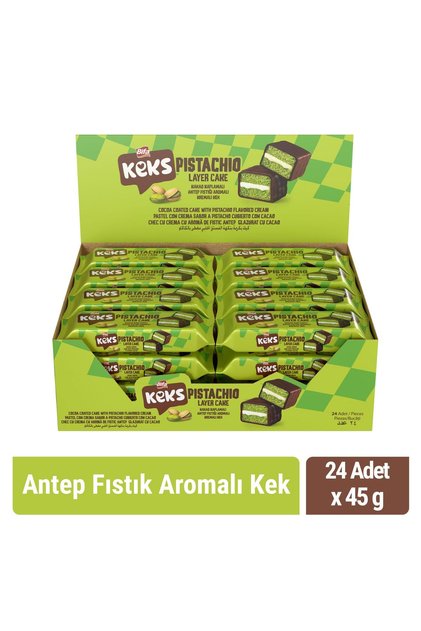 Layer Coated Pistachio Flavored Cream Cake 45 Gr X 24 Pieces