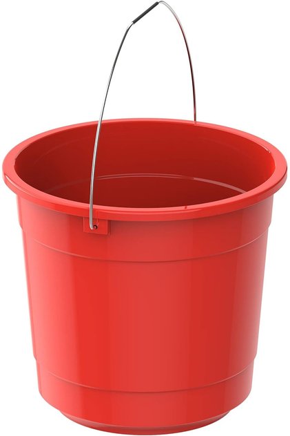 EX 5L Round Plastic Bucket with Steel Handle, Red, IFHHBU057RD, EX Bucket