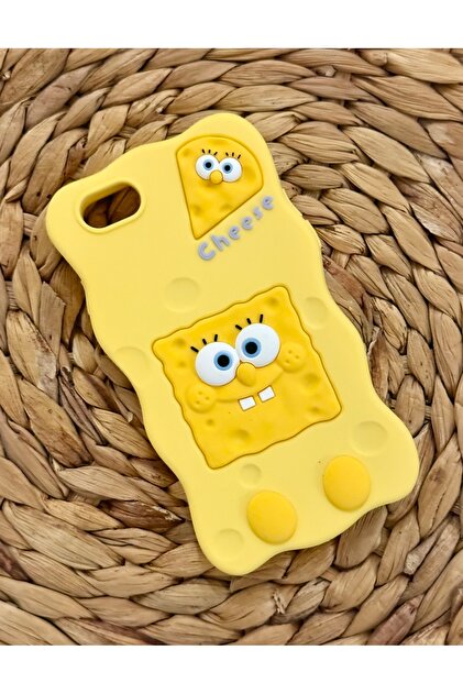 Iphone 7-8 Plus (5.5 inç) Uyumlu Sevimli Sünger Bob ve Cheese Detaylı Yumuşak Hamur Silikon Kılıf