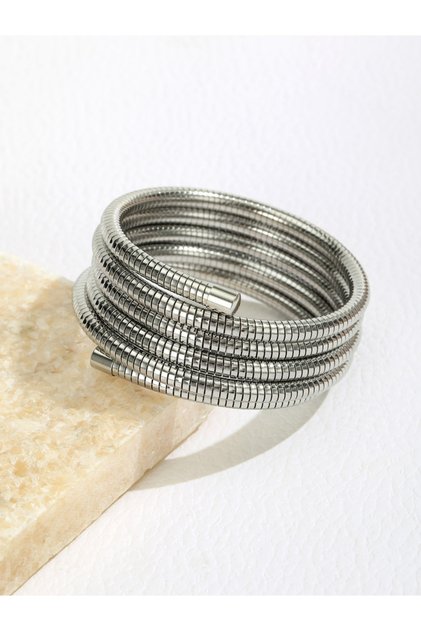 Golden A Stainless Steel Multi-Circle Multi-Layer Spring Wrapped Elastic Ring Plain Ring Bracelet Br