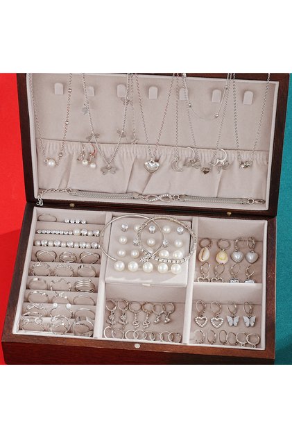AYASilver 73 Pcs/Set Elegant Pearl Jewelry Sets For Women Fashion Simple Heart Butterfly Conch Cryst