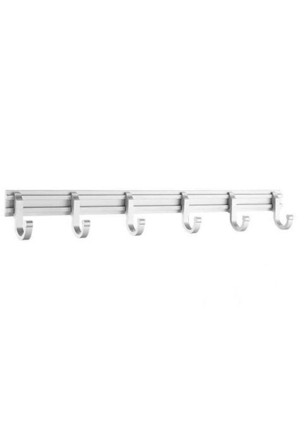 Cuier din aluminiu cu 6 cârlige pentru bucătărie – Suport pentru ustensile, prosoape și accesorii, montare pe perete