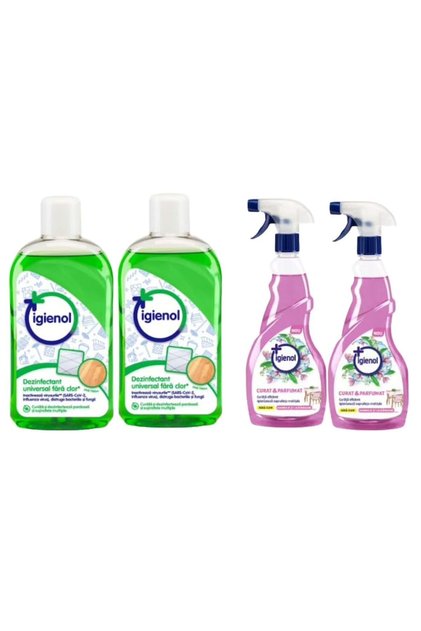 Set Curățenie: 2x Dezinfectant Universal 1L Pine Fresh + 2x Multisuprafețe 750ml Magnolie