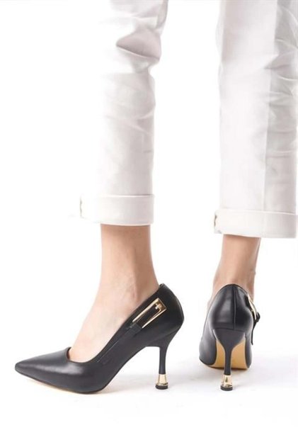 Women's Fascino Black Leather Stiletto Heeled Shoes