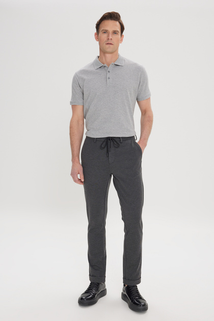 Black Slim Fit Slim Fit Side Pocket Tie Waist Jogger Pants