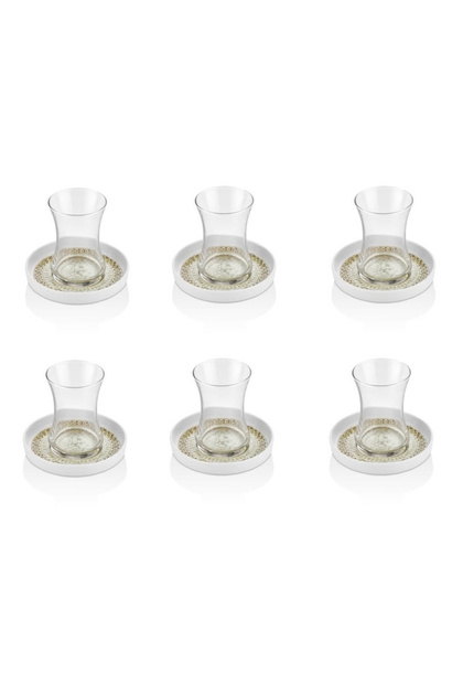 Σετ τσαγιού 12 τεμαχίων OMS, γυαλί/πορσελάνη, 150 ml, διαφανές/λευκό