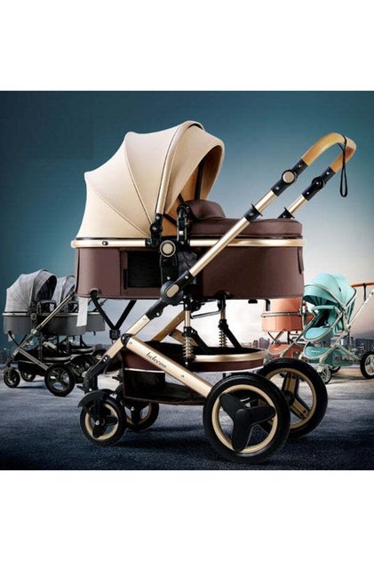 Carucior Bebelusi 2 in 1 Premium, Pliabil, cu Roti Cauciuc si Suspensii, Transformabil Landou-Sport,
