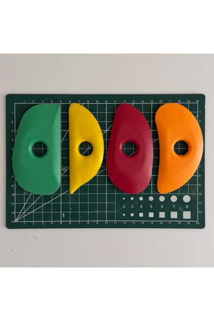 New Four Colors New Four-Color Soft Solid Color Set, Ceramic Soft Scraper Four-Piece Tool Set, Cer