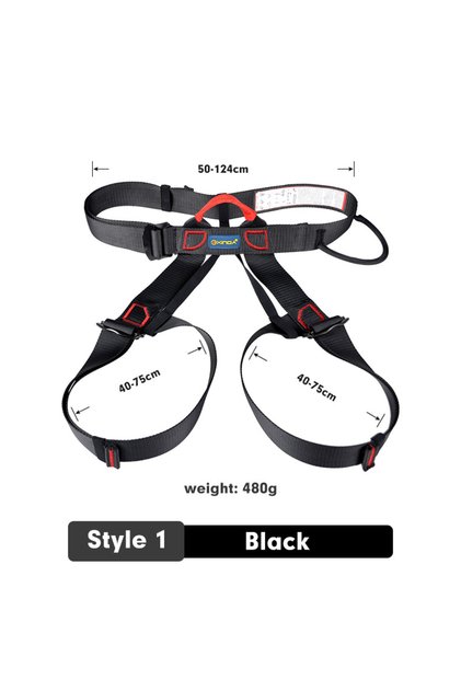 Style 1 Black Xinda Professional Outdoor Sports Safety Belt Rock Mountain Climbing Harness Waist Sup