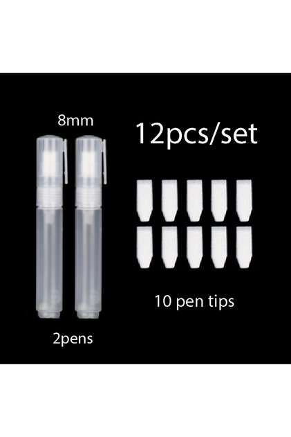 8mm 12pcs set 3/5/8/10/15/30/ 50 MM, With Replancement Head, Reusable Graffiti Pen Plastic Transpare