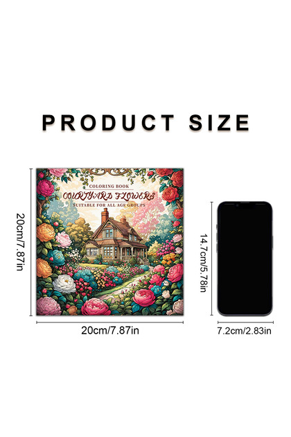 20x20cm 24pages Garden Flowers Coloring Book for Adults Cute Comfy Daily Activities for Educational