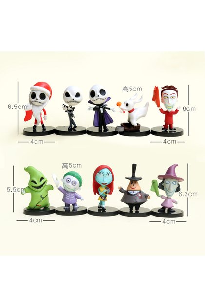 10pcs 10pcs Nightmare Sally Jack Skellington Christmas PVC Model Vinyl Figurine Halloween Gif