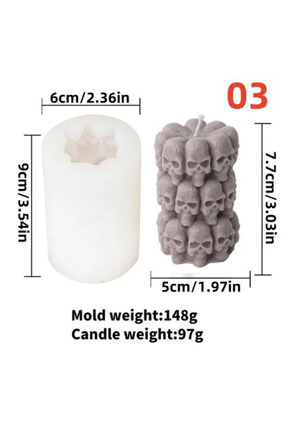 candle mold 03 1PC Halloween Silicone Skull Head Mold Candle Resin Casting Home Decor Aromatherapy P