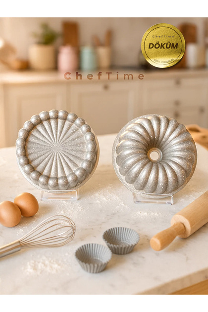 2’li Gri Granit Döküm Dilim & Tart Kek Kalıbı