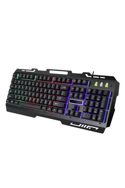 Tastatură mecanică de gaming cu fir, compatibilă cu laptop și desktop, design ergonomic, neagră