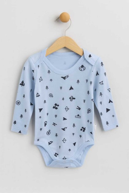 Cotton Printed interlock bottom snap long sleeve baby bodysuit