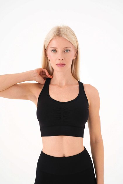 Prolift U Black Color Seamless Sports Bra Stitch-Free Pads Sports Bra