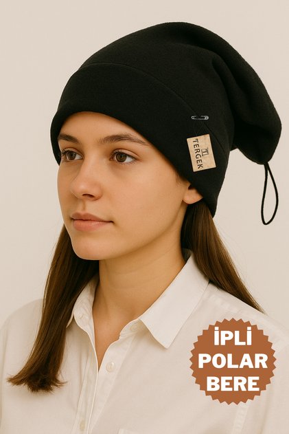 Drawstring Fleece Beanie / Neck Gaiter Black Unisex Thermal Buff Outdoor Skiing Winter