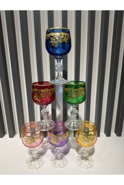 Bohemia Crystal Colorful Brush Gilded 24 K Colorful Coffee Side Water Glass 150 ml