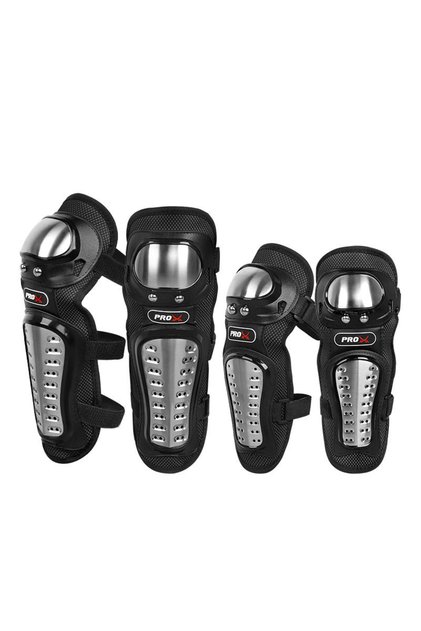 Set de protecție pentru genunchi și coturi pentru motocicletă, curele reglabile, design ergonomic, pentru motocicletă, negru