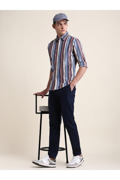 Men Pure Cotton Slim Fit Striped Shirt