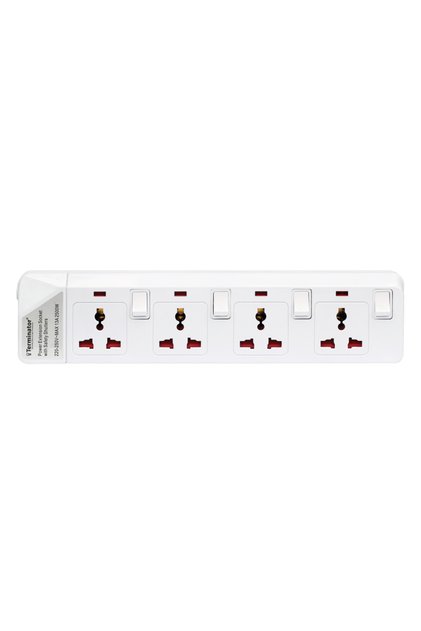 4 Way Universal Power Extension Socket With Individual Switches, Indicators and Without Cable