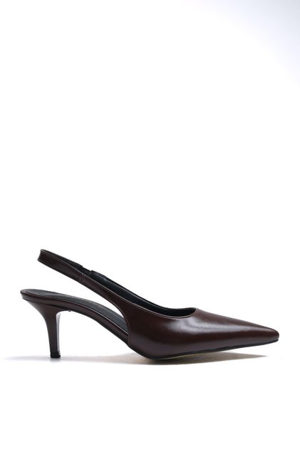 Rossie; Dark Brown, 6 cm Heeled Open Back Classic Thin Heeled Stiletto